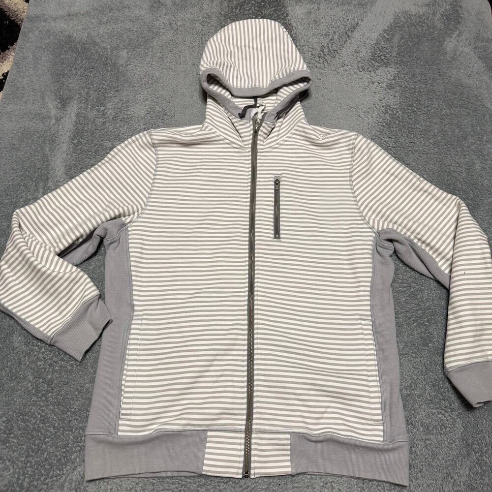 Lululemon Hoodie Men XL Full Zip Sequence Striped Hooded Sweatshirt Gray